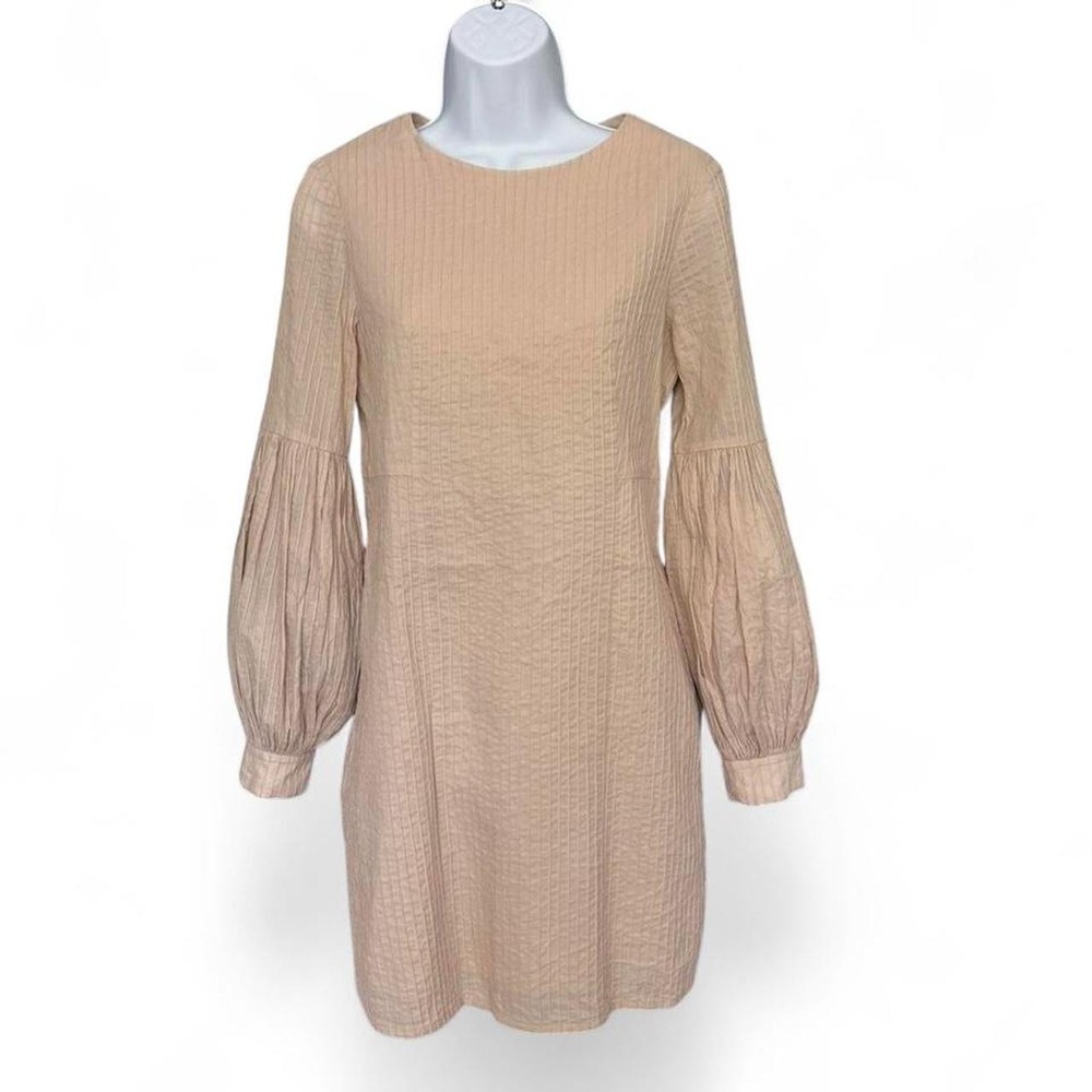 COS beige cotton dress with puff sleeves SZ S